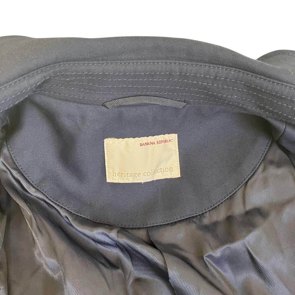 Banana Republic Mens Heritage Collection Navy Water Repellent Long Trench Coat - Picture 12 of 16